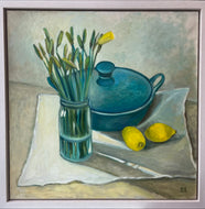 Liudmila Pisliakova 'Muted Still Life With Daffodils and Lemons'