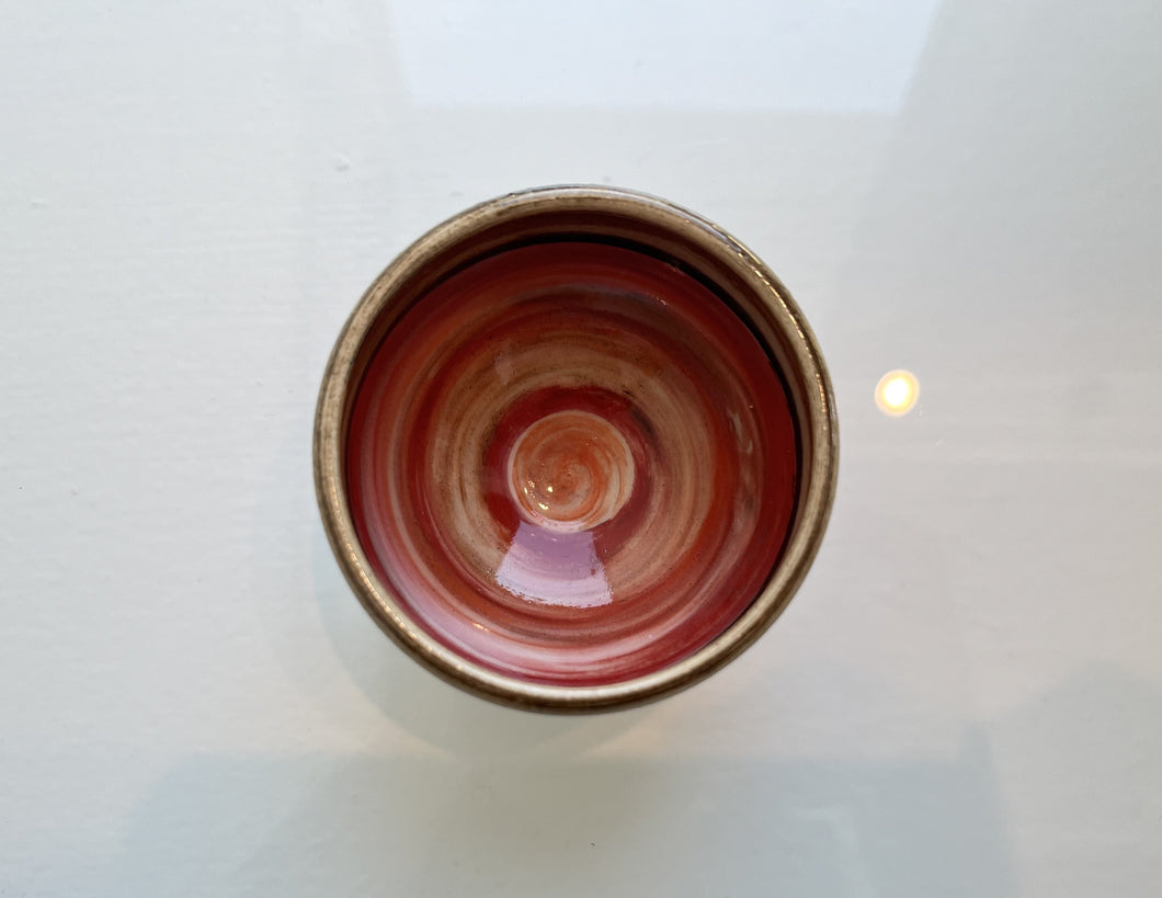 Leonie MacMillan 'Little Stripy Bowl' (Crimson and Brown)