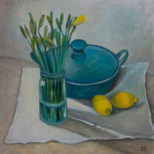 Liudmila Pisliakova 'Muted Still Life With Daffodils and Lemons'