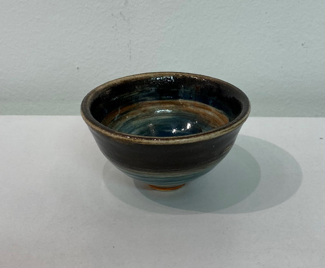 Leonie MacMillan 'Little Stripy Bowl' (Brown, white and blue)