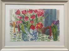 Clare Arbuthnott 'Still Life with Red Tulips and Candles'